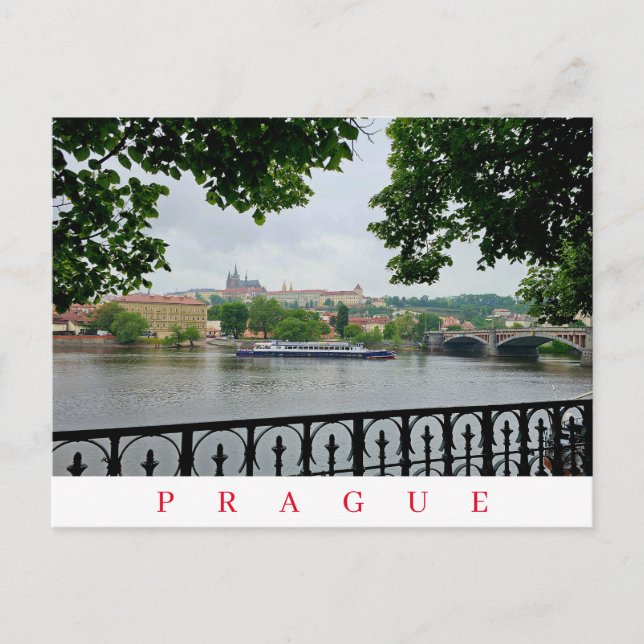 Carte postale Château de Prague et vue sur le fleu (Devant)