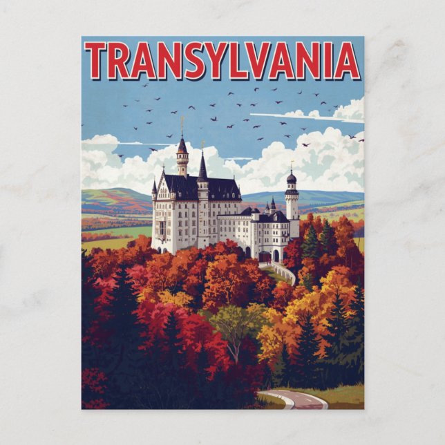 Carte Postale Château de Transylvanie Automne Rétro (Devant)