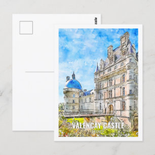 Carte Postale Château de Valencay France Place de Voyage Aquarel