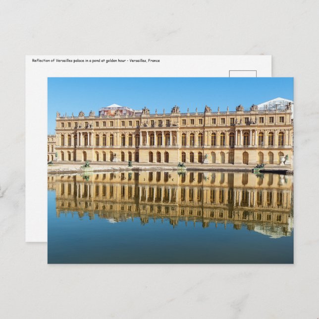 Carte Postale Château de Versailles et reflet dans un étang (Devant / Derrière)