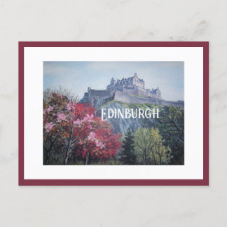 Carte Postale Château d'Édimbourg Ecosse peinture de Pola.B.Alex