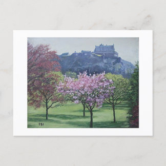 Carte Postale Château d'Édimbourg Ecosse peinture de Pola.B.Alex
