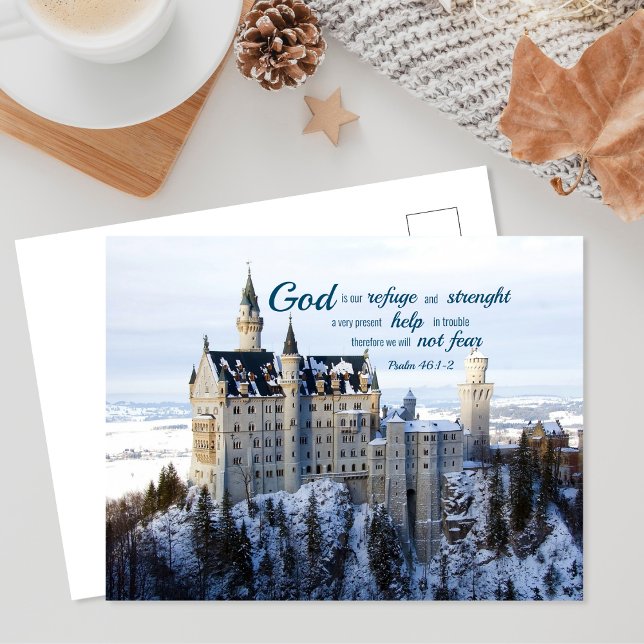 Carte Postale Château d'hiver, psaume 46 1-2 Bible Verse (Créateur téléchargé)