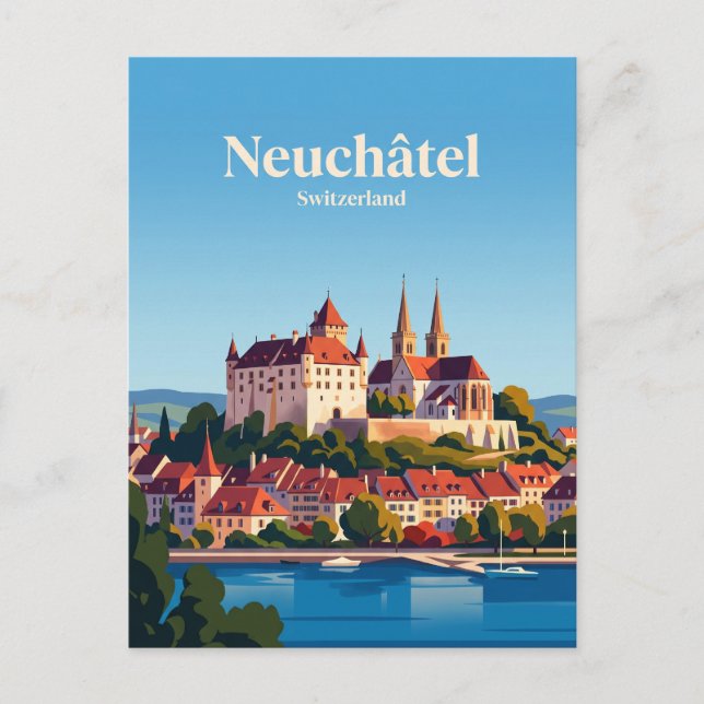 Carte Postale Château et Collégiale, Neuchâtel (Devant)