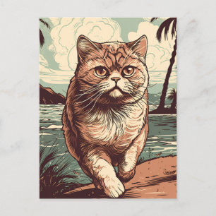 Carte Postale Chateau exotique Shorthair sur une plage tropicale