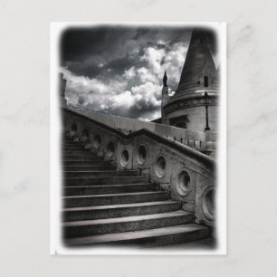 Carte Postale Château gothique noir et blanc Halloween RECVERT