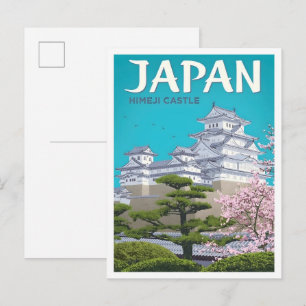 Carte Postale Château Himeji Japon Art Vintage Voyage