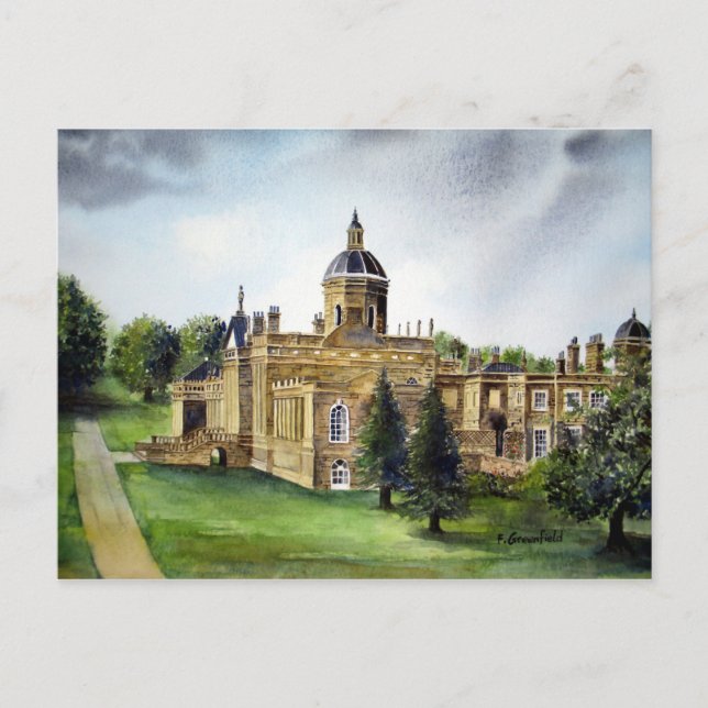 Carte Postale Château Howard North Yorkshire peinture aquarelle (Devant)