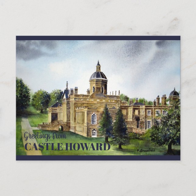 Carte Postale Château Howard North Yorkshire peinture aquarelle (Devant)