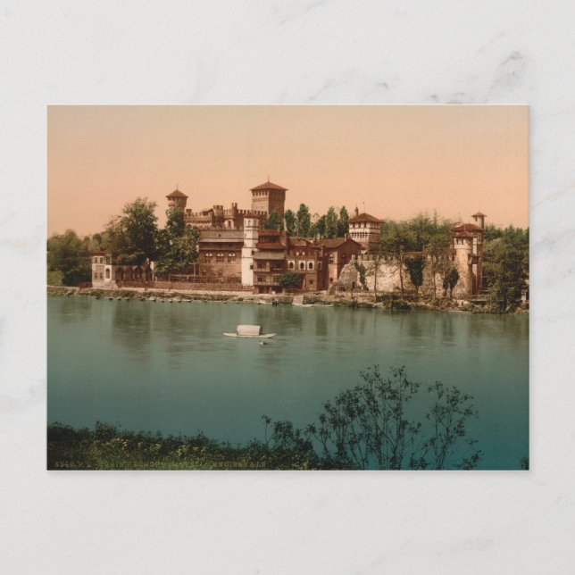 Carte Postale Château médiéval et ville de marché, Turin, Italie (Devant)