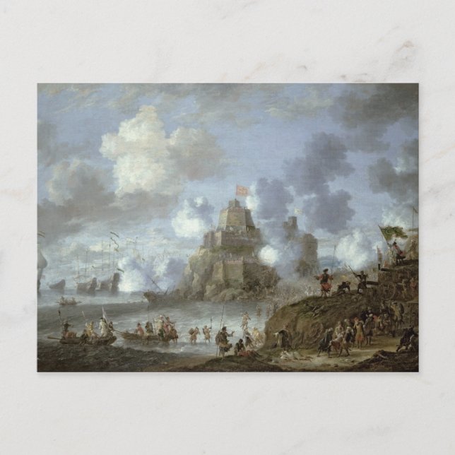 Carte Postale Château méditerranéen assiégé des Turcs (Devant)