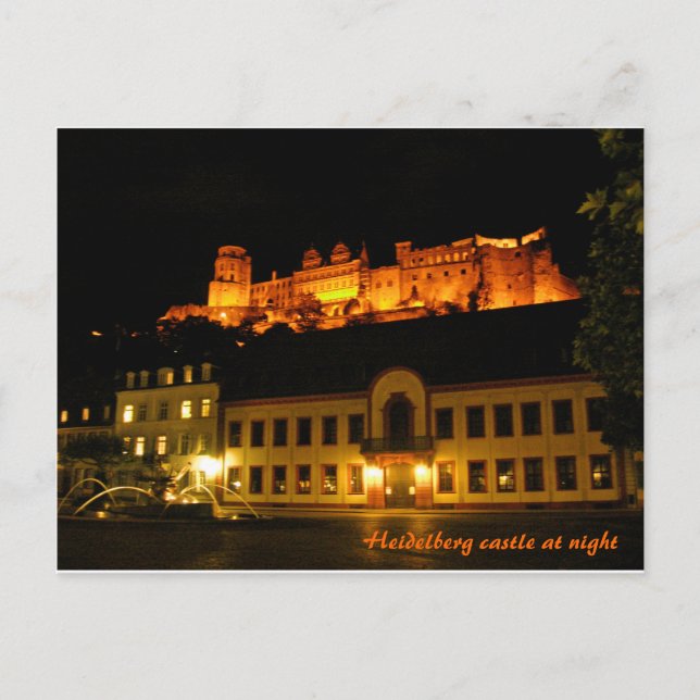 Carte Postale Château romantique de Heidelberg la nuit (Devant)