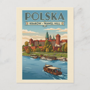 Carte Postale Château royal de Wawel en Pologne Illustration Art
