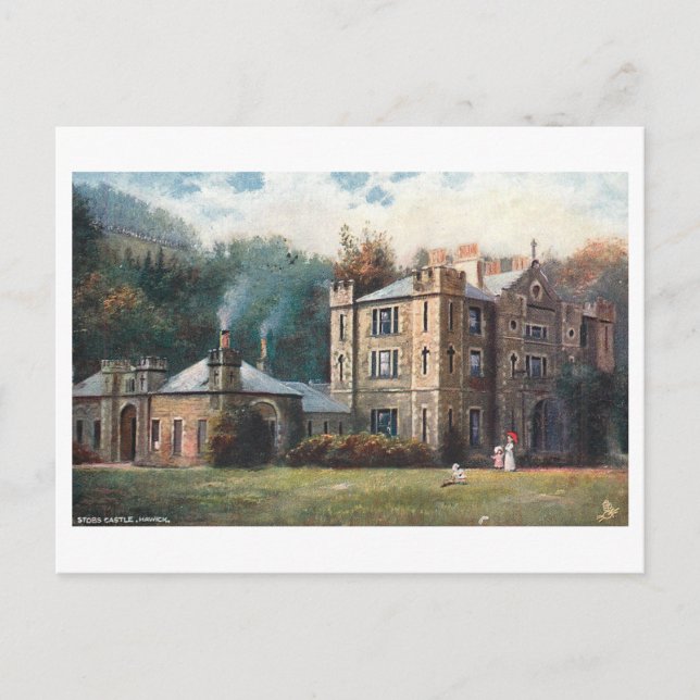 Carte Postale Château Stobs vintage, Hawick, Écosse (Devant)