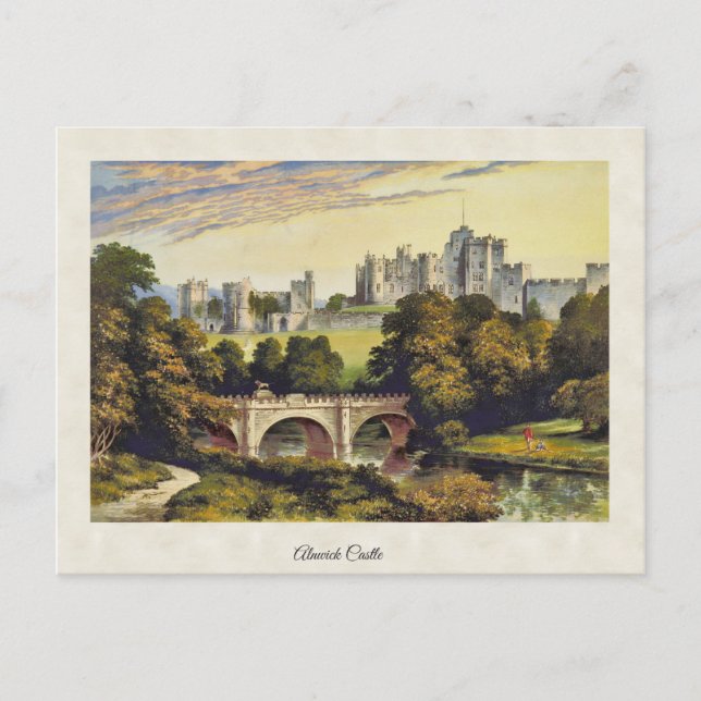 Carte Postale Château vintage Alnwick Northumberland (Devant)