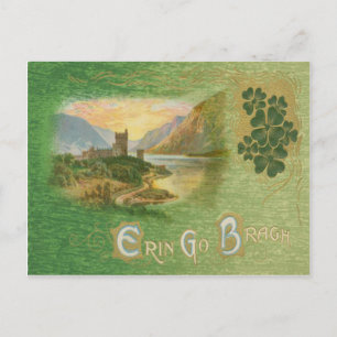 Carte Postale Château vintage de Glenveigh Shamrocks St Patrick'