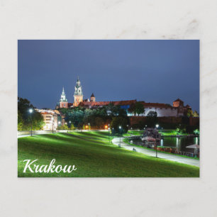 Carte Postale Château Wawel la nuit à Cracovie, Pologne