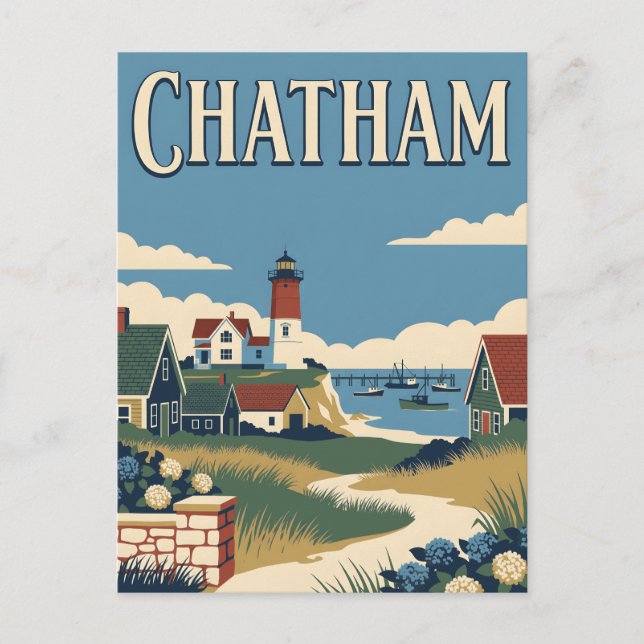 Carte Postale Chatham Massachusetts Cape Cod Affiche Vintage (Devant)