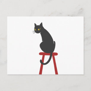Carte Postale chaton assis sur un tabouret en bois - Choisissez