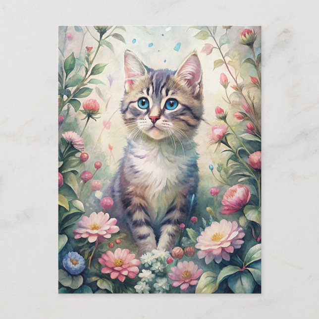 Carte Postale Chaton bleu Eyed (Devant)