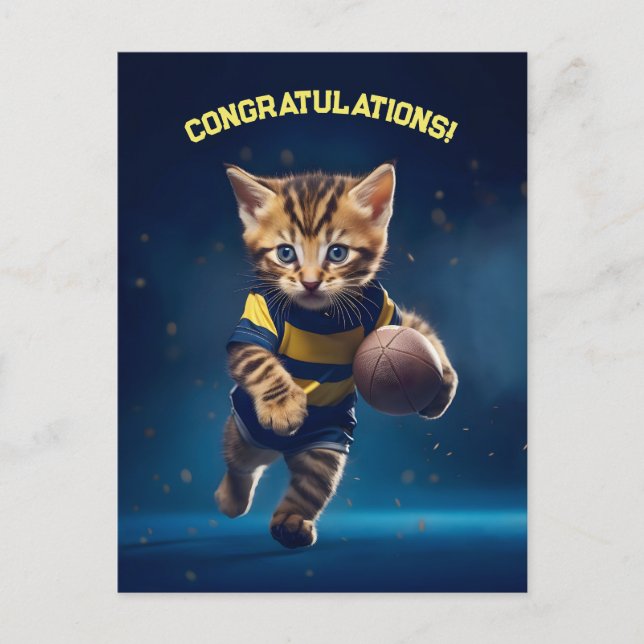 Carte Postale Chaton de rugby (Devant)