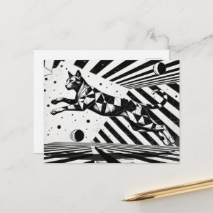 Carte Postale chaton noir et blanc illusion d'optique