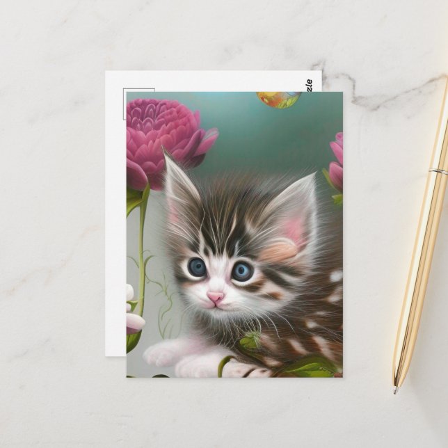 Carte Postale Chatons adorables 4 (Devant/Arrière en situation)