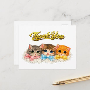Carte Postale Chatons de style victorien Rubans et dentelle Merc