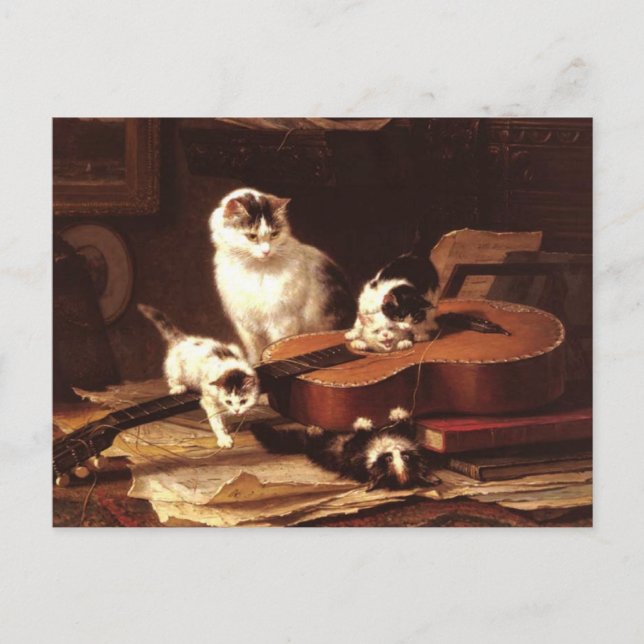 Carte Postale Chatons et guitare (Devant)