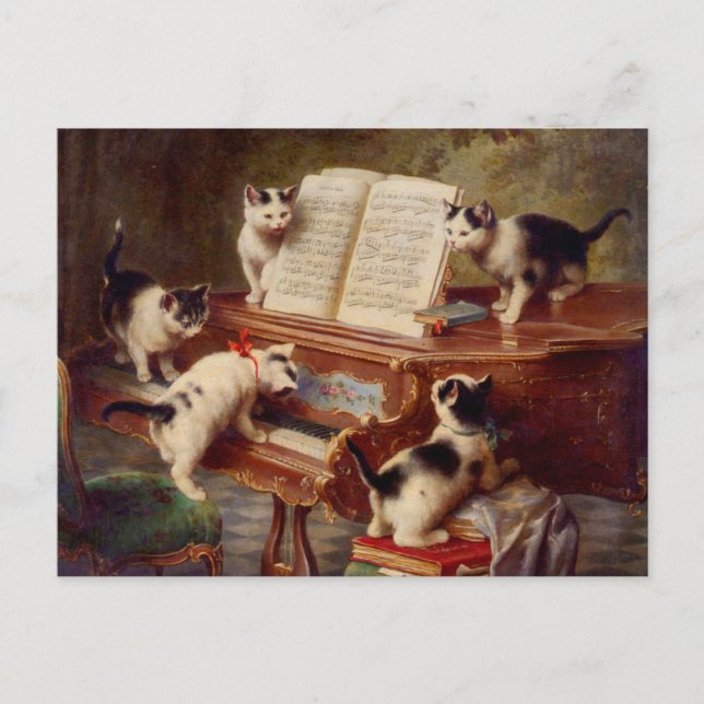 Carte Postale Chatons et piano (Devant)