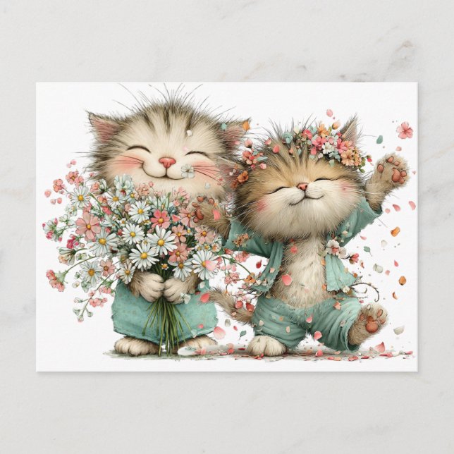Carte Postale Chatons Floraux  (Devant)