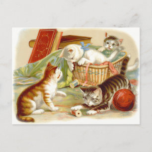 Carte Postale Chatons vintages S'Amuser