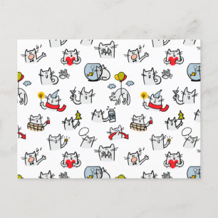 Carte Postale Chats amusants, lait et magie.