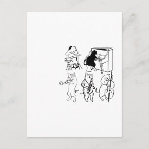 Carte Postale Chats balançoires Jazz Musique Drôle Kitty Cartoon