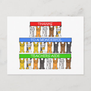 Carte Postale Chats-caricatures de l'aide Merci de l'enseignant