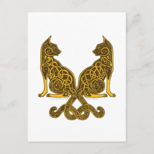 Carte Postale chats celtiques 6 bronze or