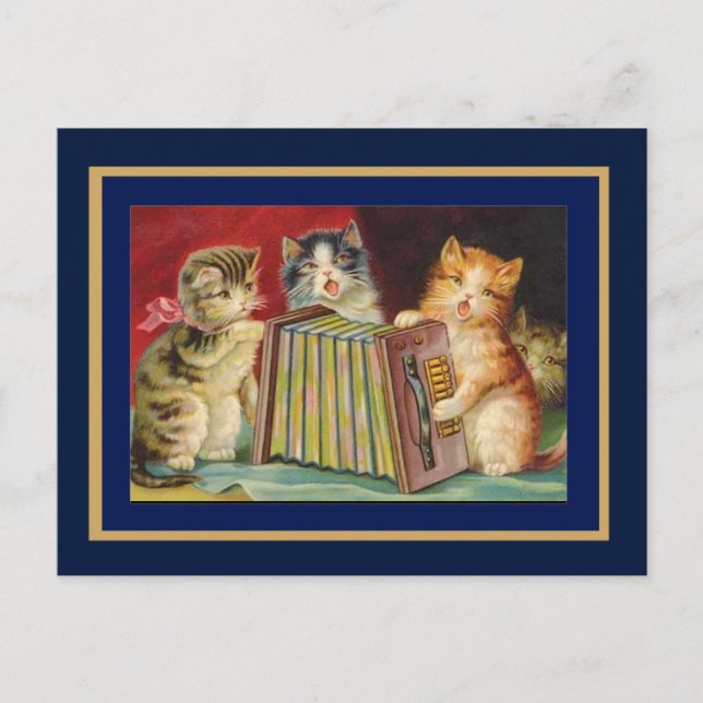Carte postale Chats chanteurs vintage (Devant)