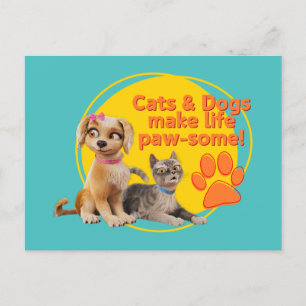 Carte Postale Chats & Chiens Font De La Vie Paw-some !