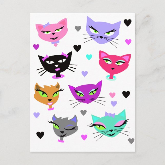 Carte Postale Chats colorés (Devant)