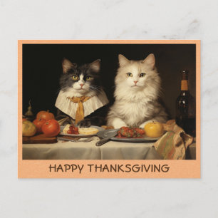 Carte Postale Chats de Bon thanksgiving vintage Funny