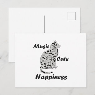 Carte Postale Chats de musique Bonheur - Amoureux des chats Musi