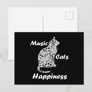 Carte Postale Chats de musique Bonheur - Citation d'amoureux de