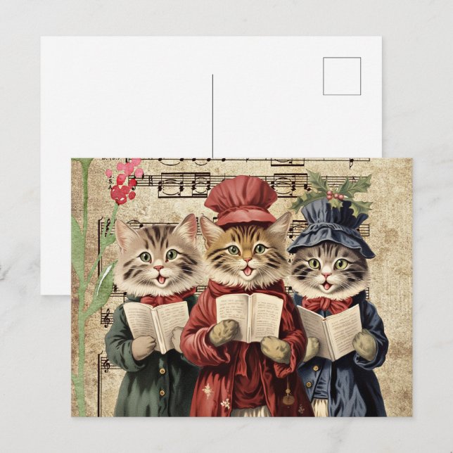 Carte Postale Chats de Noël (Devant / Derrière)