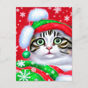 Carte Postale Chats de Noël festifs