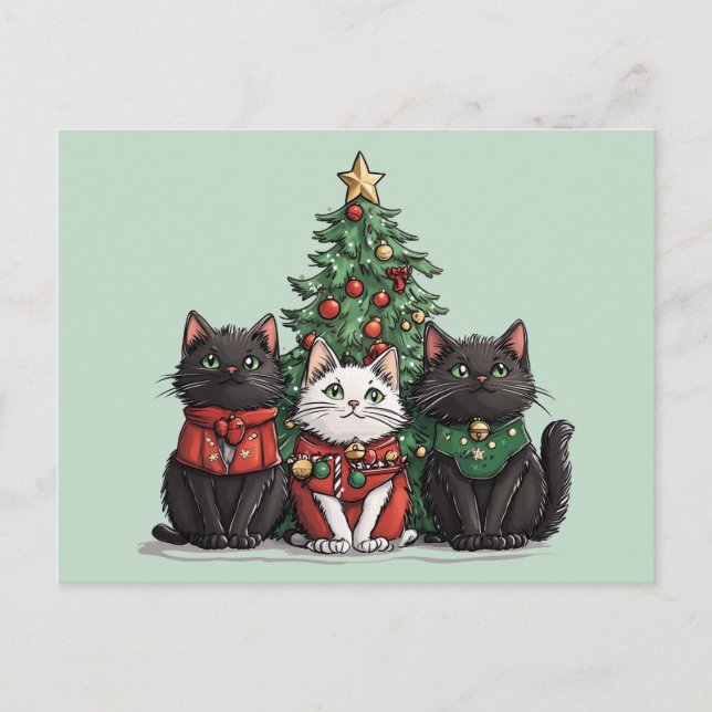 Carte Postale Chats de Noël mignons (Devant)