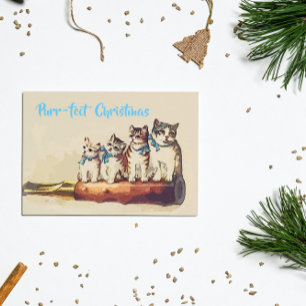 Carte Postale Chats de Noël victoriens amusants