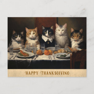 Carte Postale Chats de Thanksgiving drôles Vintage
