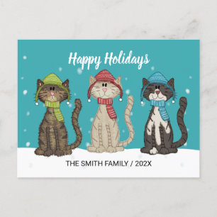Carte Postale Chats d'hiver de Noël