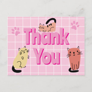 Carte Postale Chats Doodle Merci