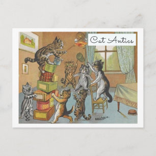 Carte Postale Chats drôles de dessins animés vintage Louis Wain
